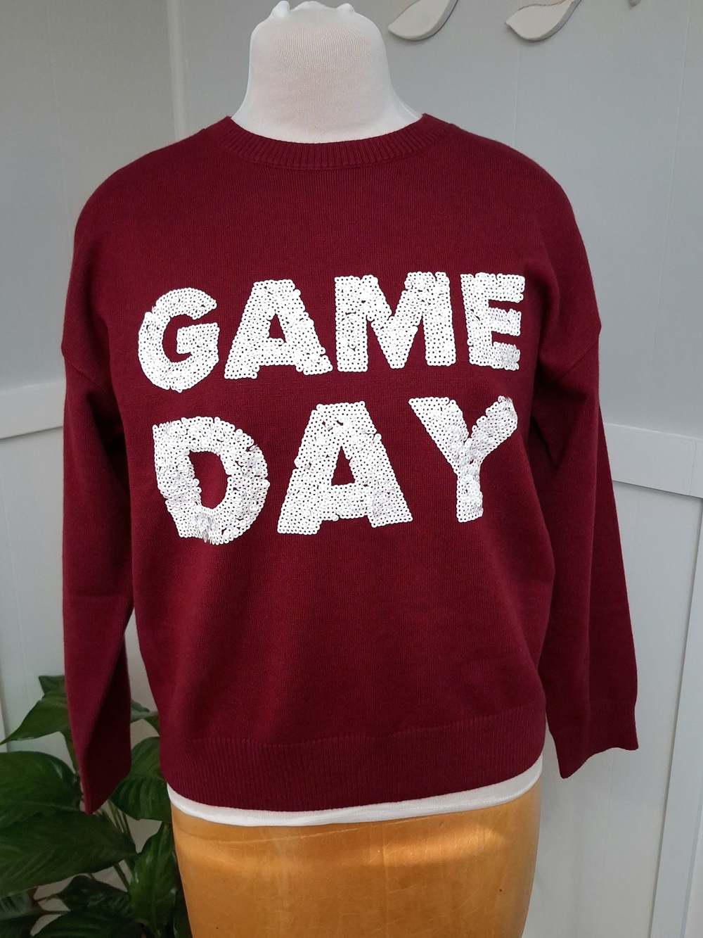 NWT GAME DAY Maroon Sequin Logo Sweatshirt